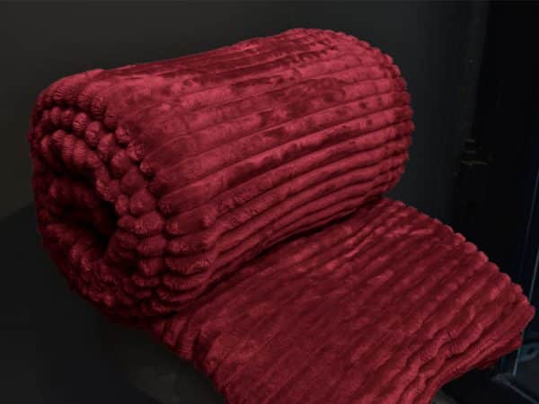 پتو ژله‌ای دونفره مدل پلیسه رنگ زرشکی